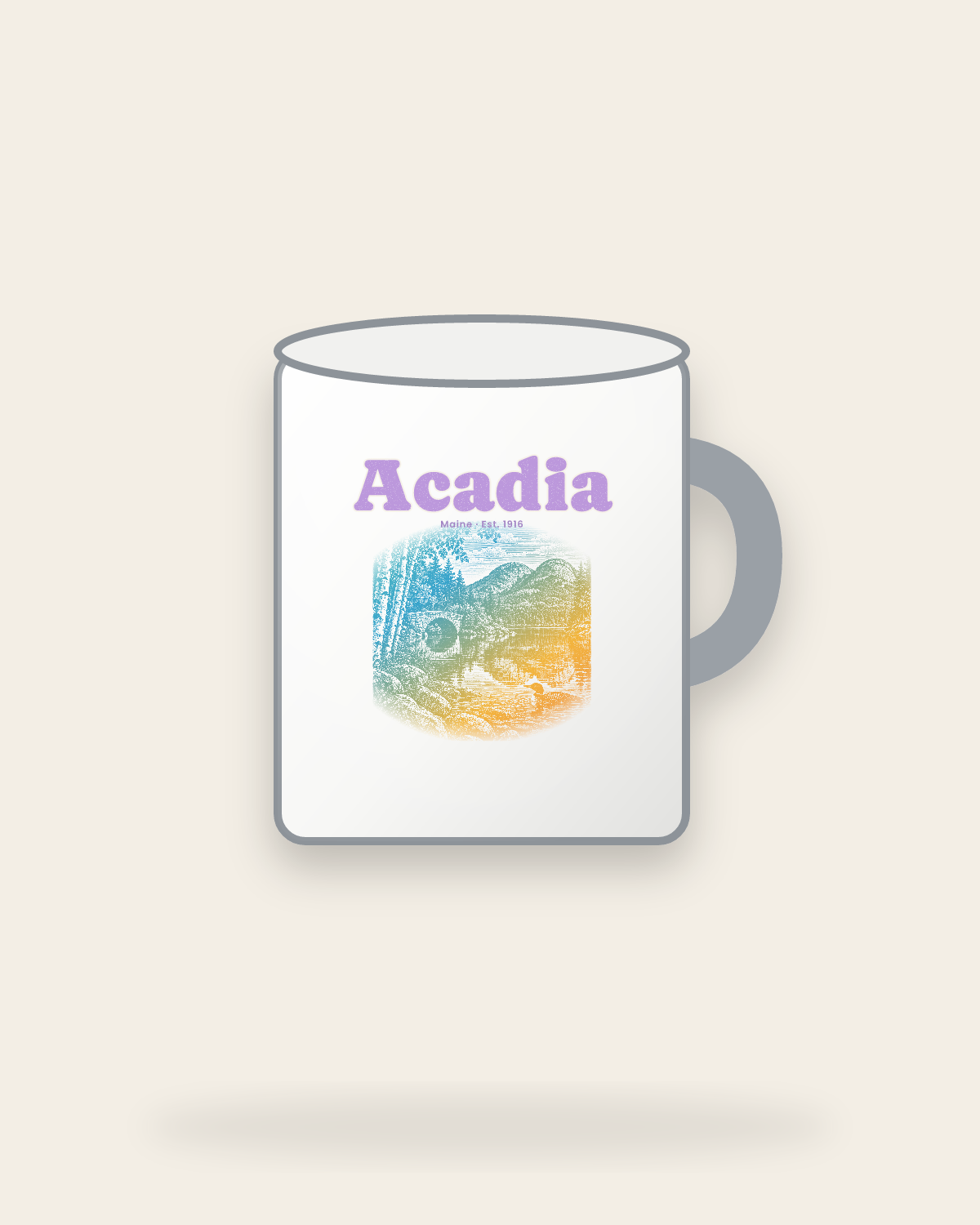 Acadia Jordan Pond Enamel Camp Mug in White