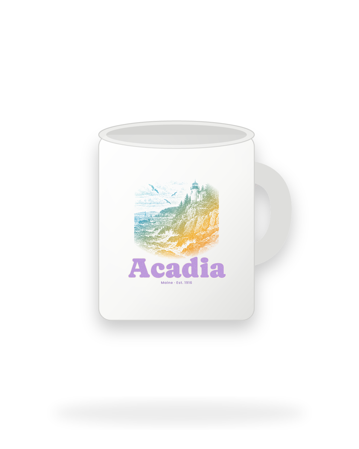 Acadia Bass Harbor Light Ceramic Mug 11oz in White