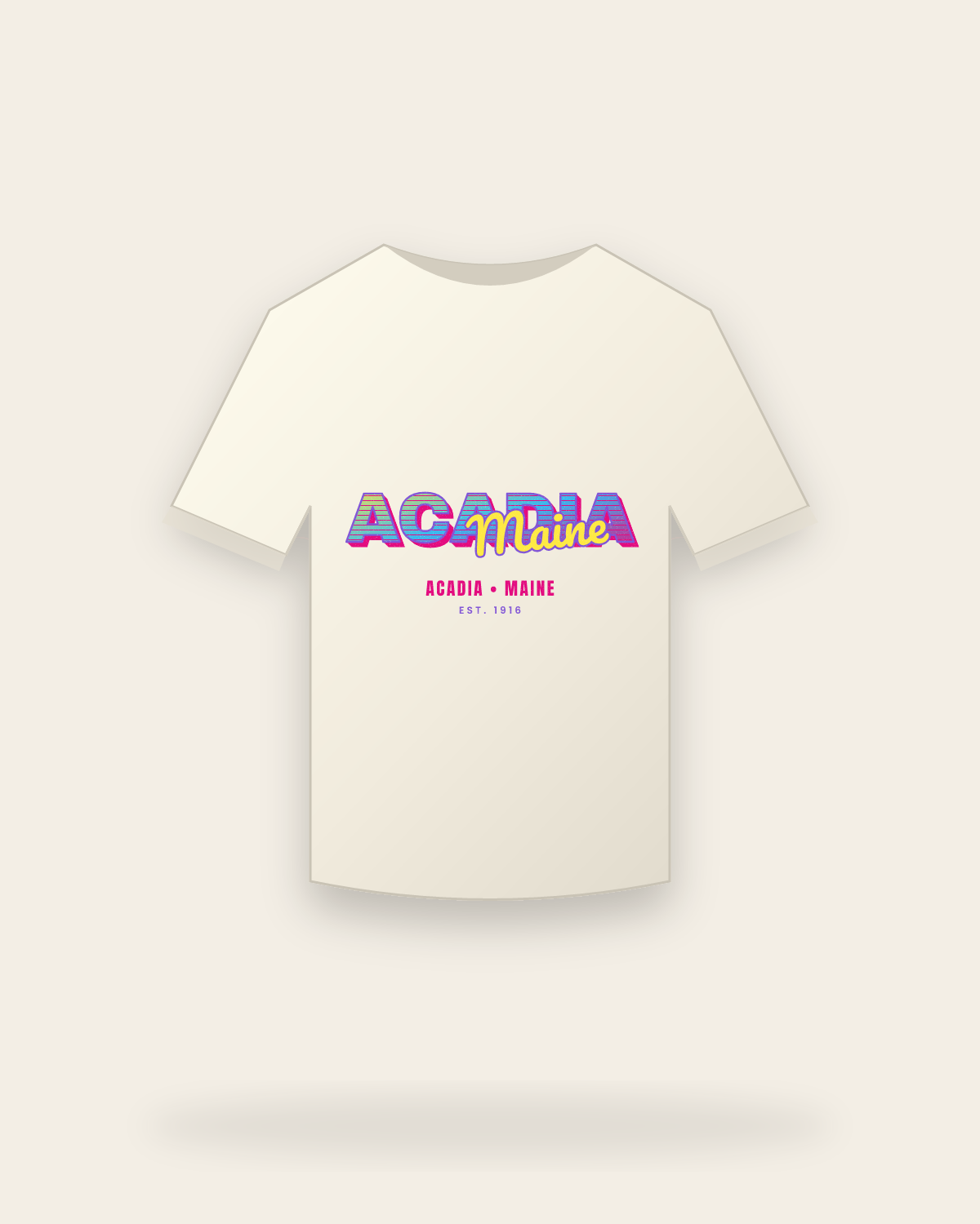 Acadia Music TV Vintage Wash Tee in Ivory