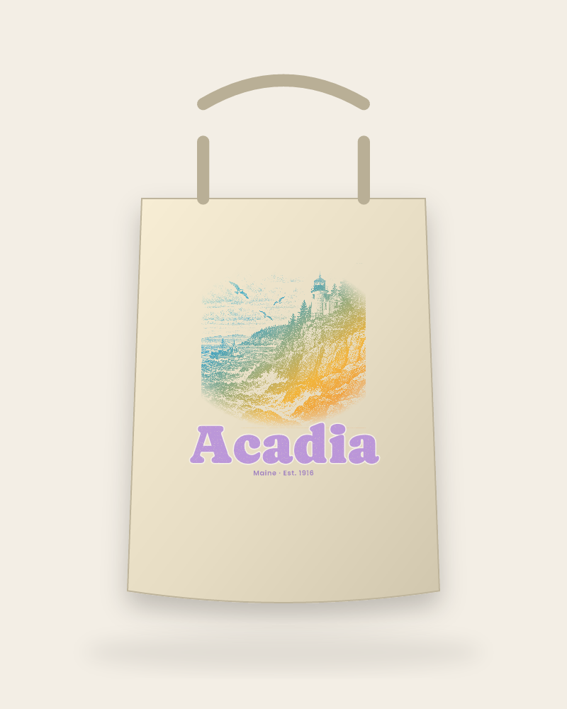 Acadia Bass Harbor Light Canvas Tote