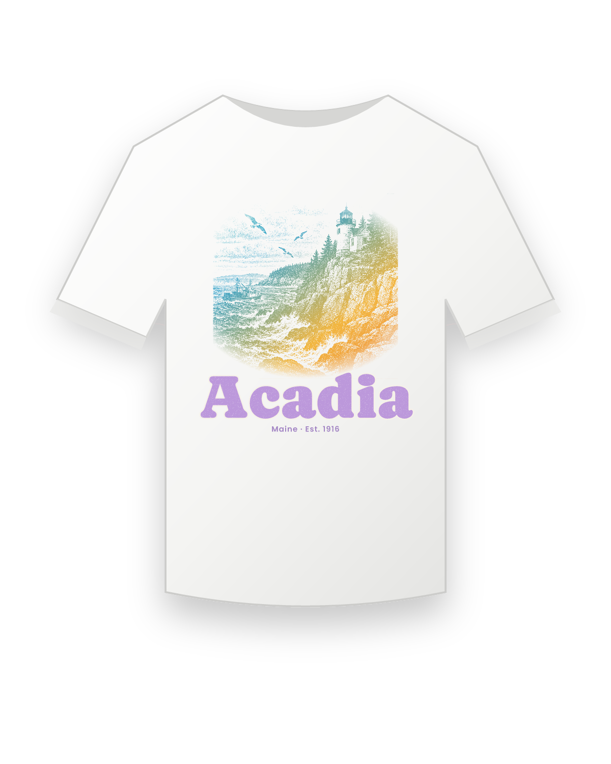 Acadia Bass Harbor Light Youth Tee in White