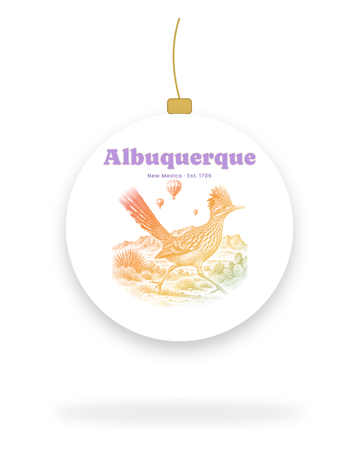 Albuquerque Roadrunner Ceramic Ornament in White