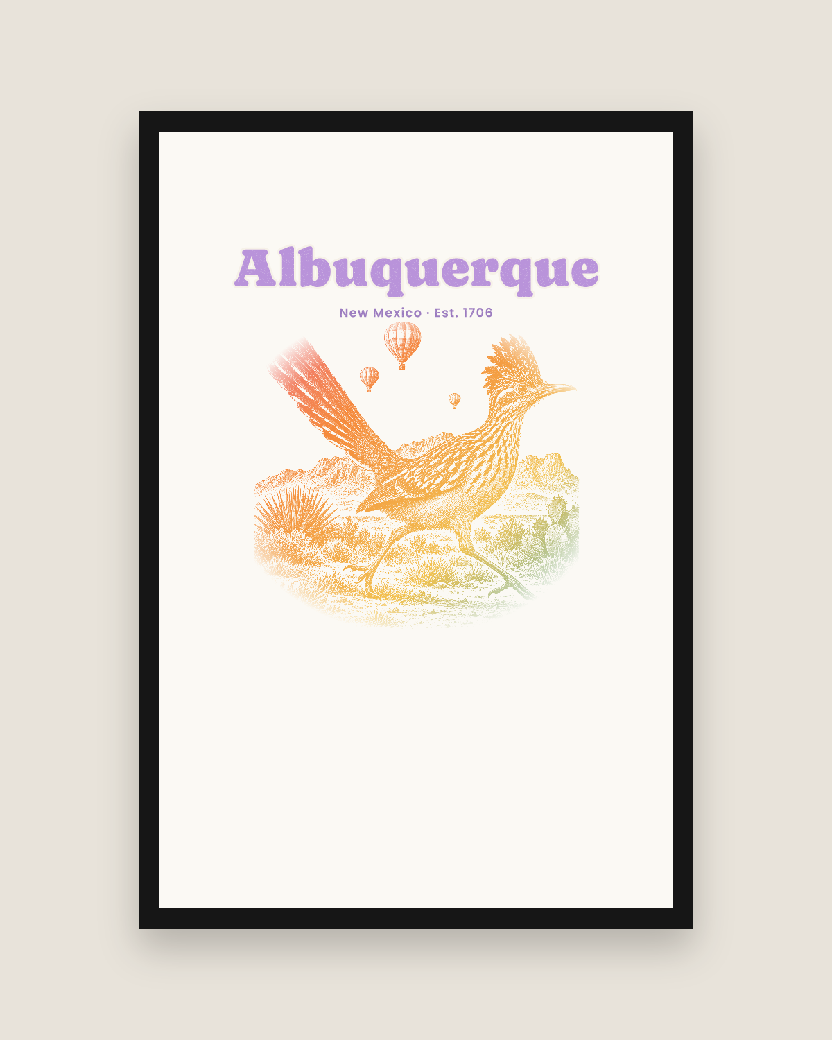 Albuquerque Roadrunner Matte Poster in White