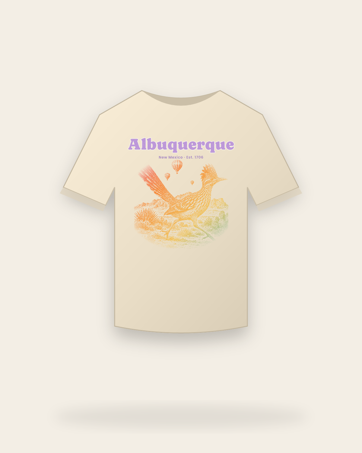 Albuquerque Roadrunner Organic Cotton Tee in Natural