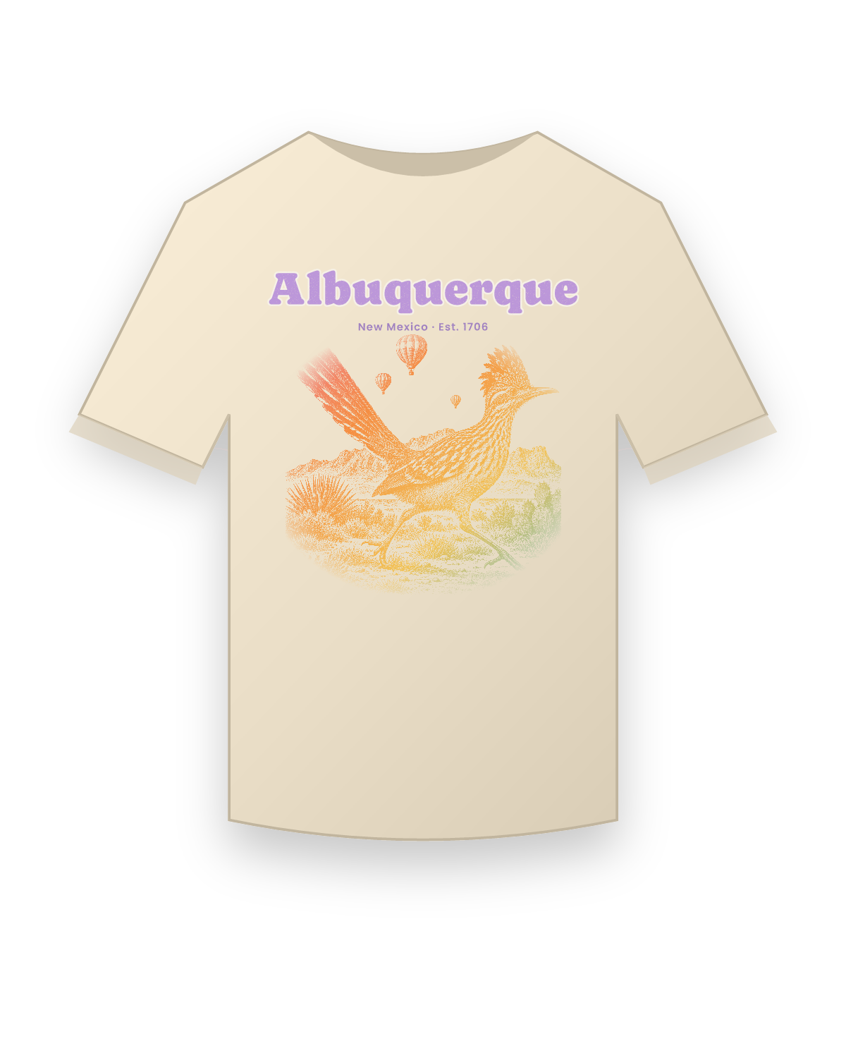Albuquerque, NM Roadrunner Classic Tee in Natural