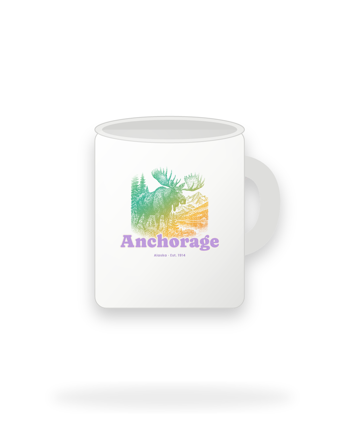 Anchorage Bull Moose Ceramic Mug 11oz in White