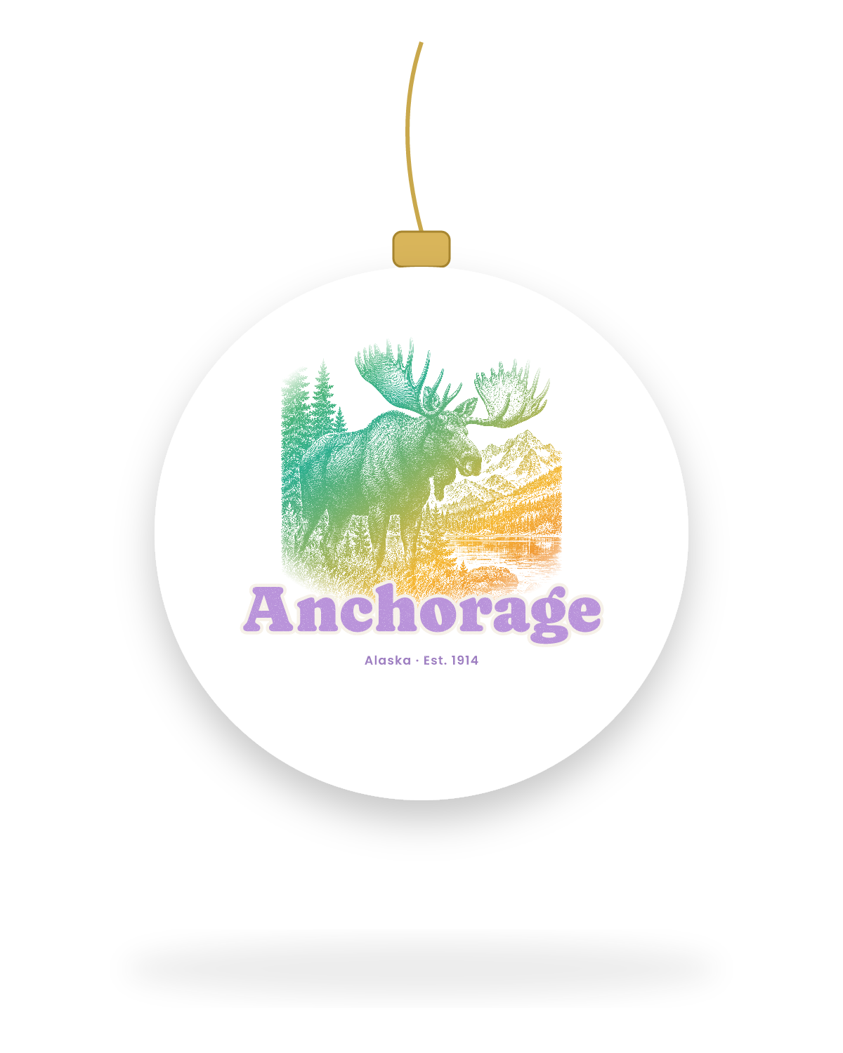 Anchorage Bull Moose Ceramic Ornament in White