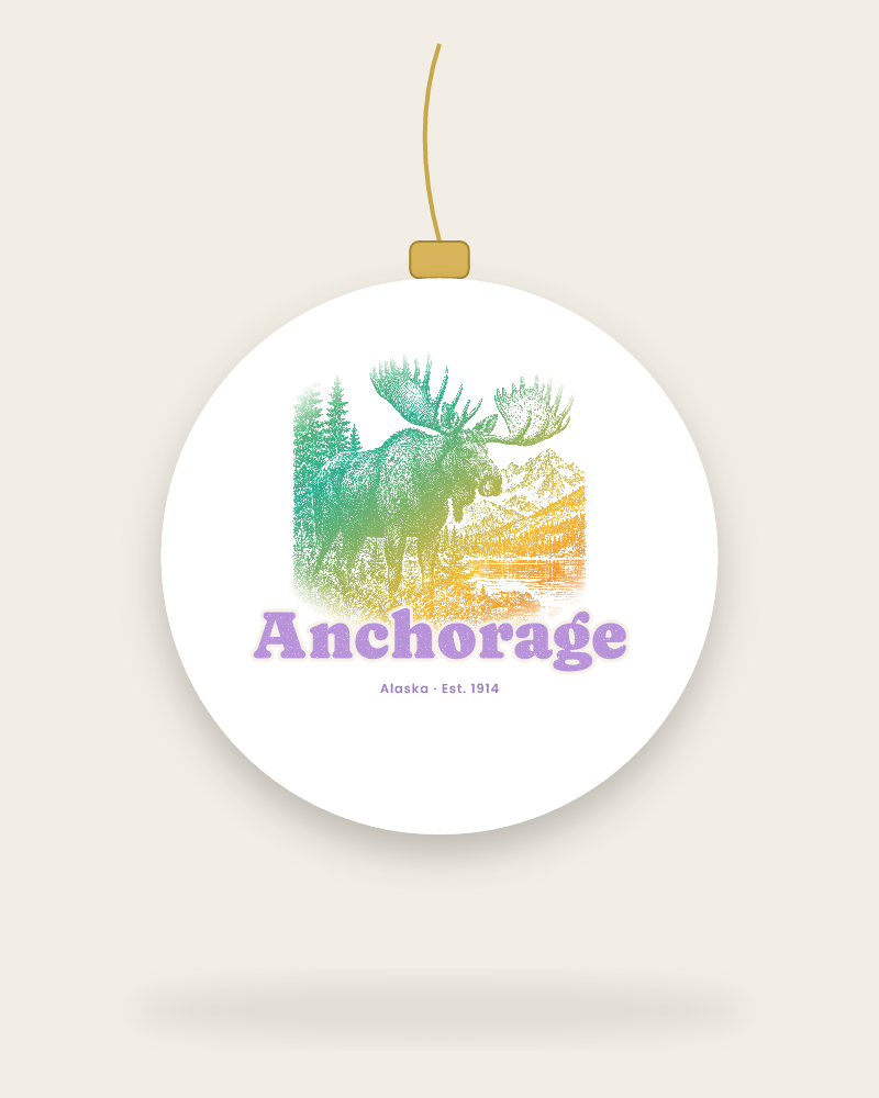 Anchorage Bull Moose Ceramic Ornament