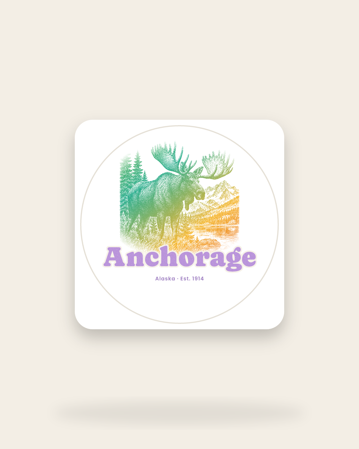 Anchorage Bull Moose Kiss-Cut Sticker in White