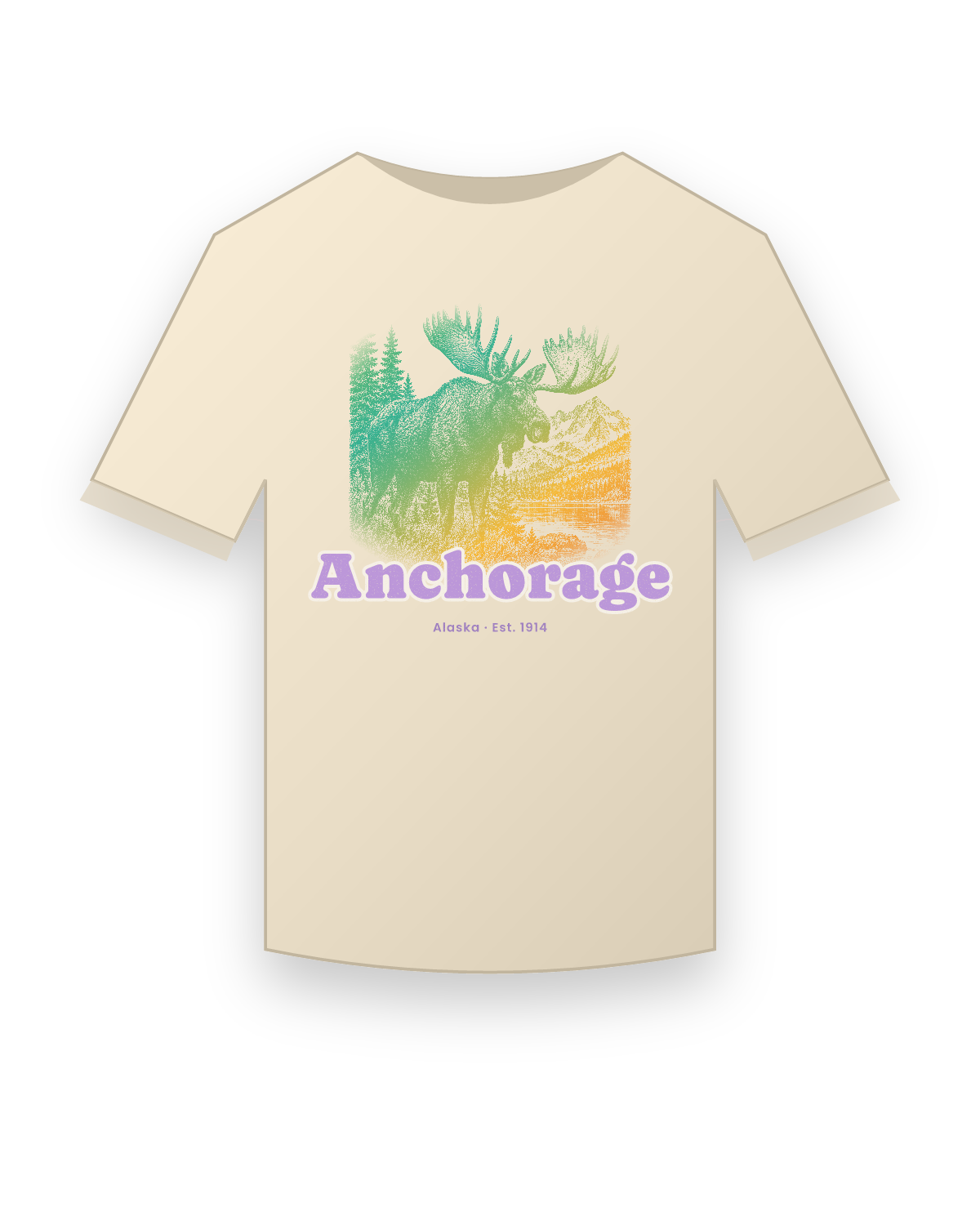 Anchorage Bull Moose Organic Cotton Tee in Natural