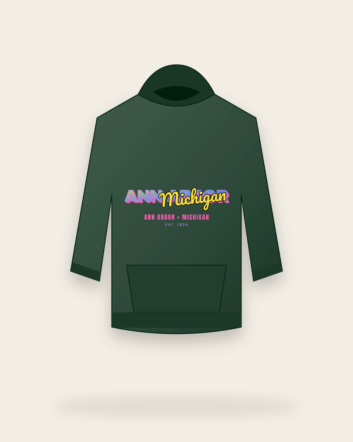 Ann Arbor Music TV Hooded Sweatshirt in Forest Green