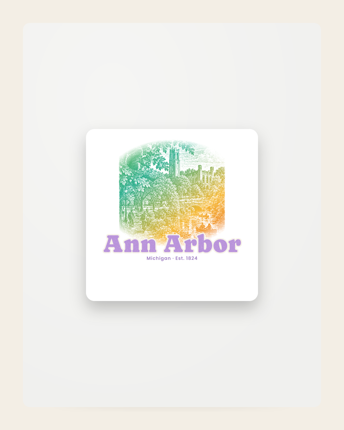Ann Arbor Campus Squirrel Fridge Magnet in White