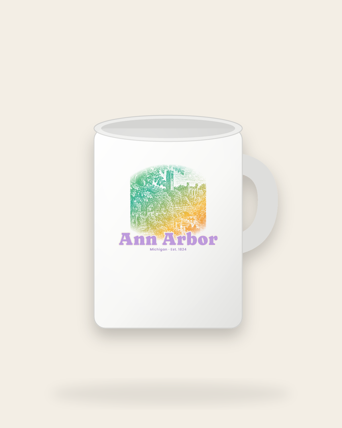 Ann Arbor Campus Squirrel Ceramic Mug 15oz in White