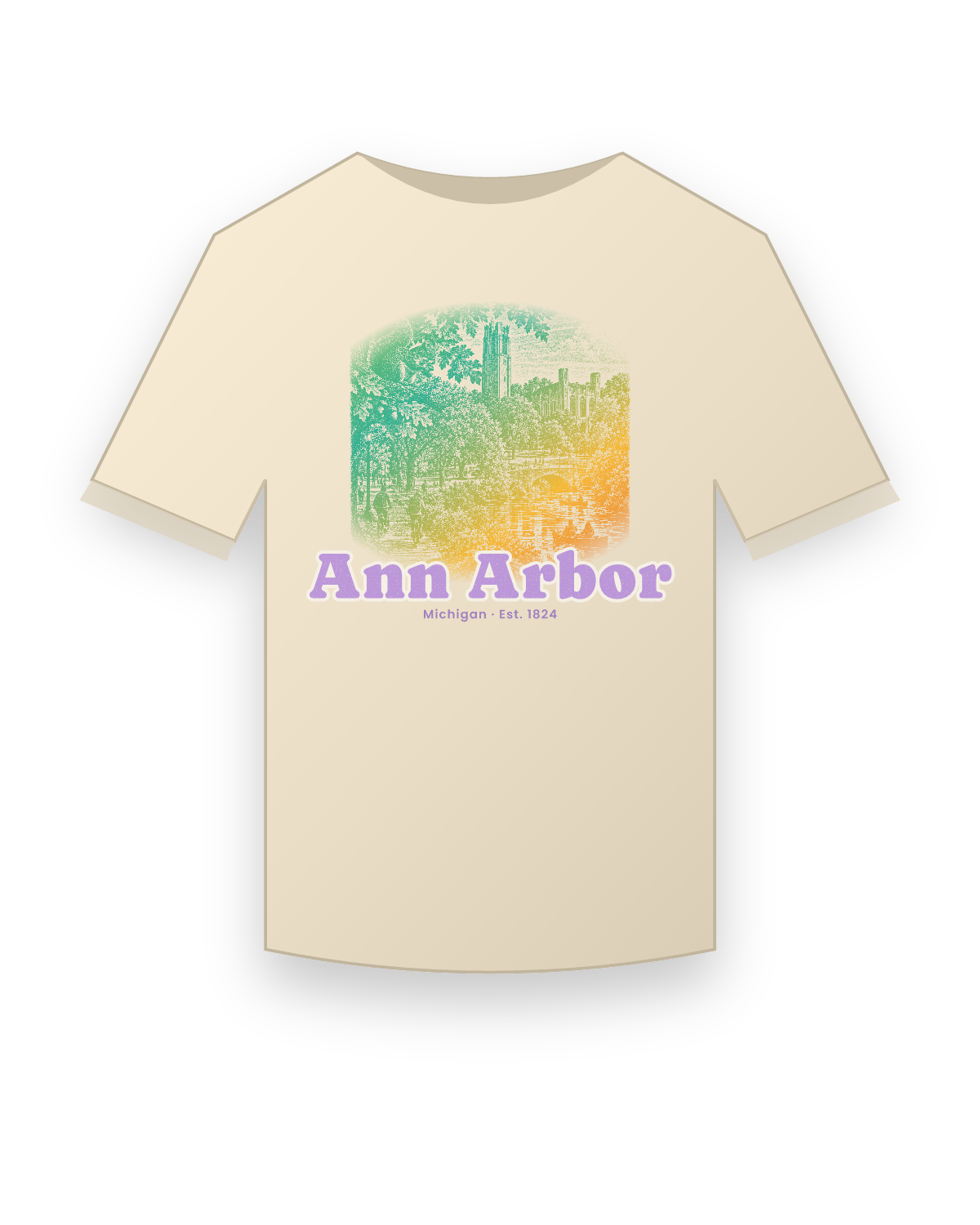 Ann Arbor, MI Campus Squirrel Classic Tee in Natural