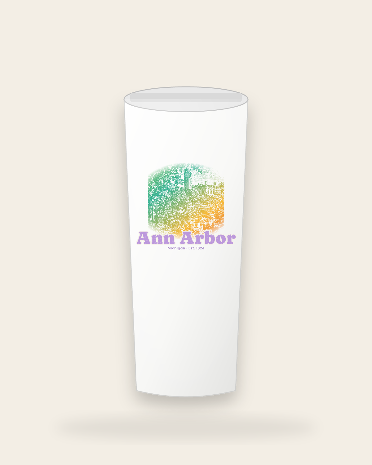 Ann Arbor Campus Squirrel Insulated Tumbler 20oz in White