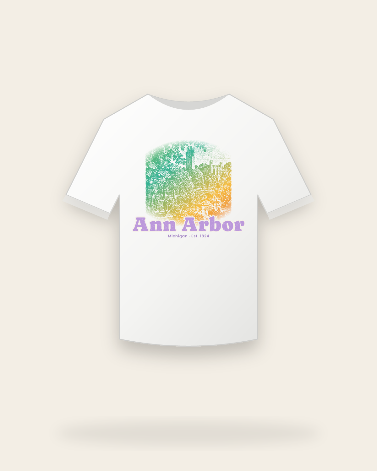 Ann Arbor Campus Squirrel Youth Tee in White