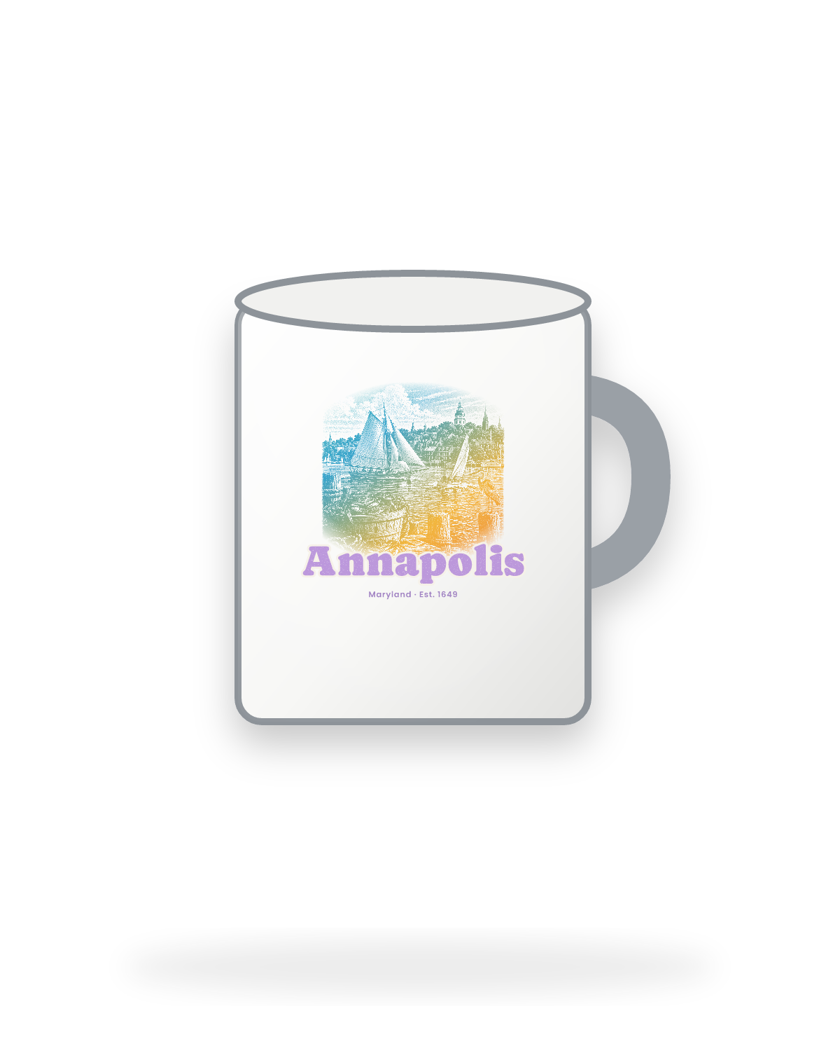 Annapolis Skipjack & State House Enamel Camp Mug in White