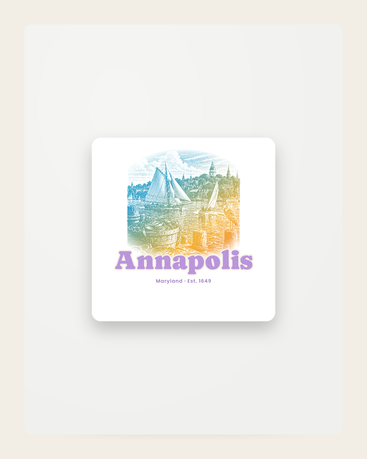 Annapolis Skipjack & State House Fridge Magnet in White