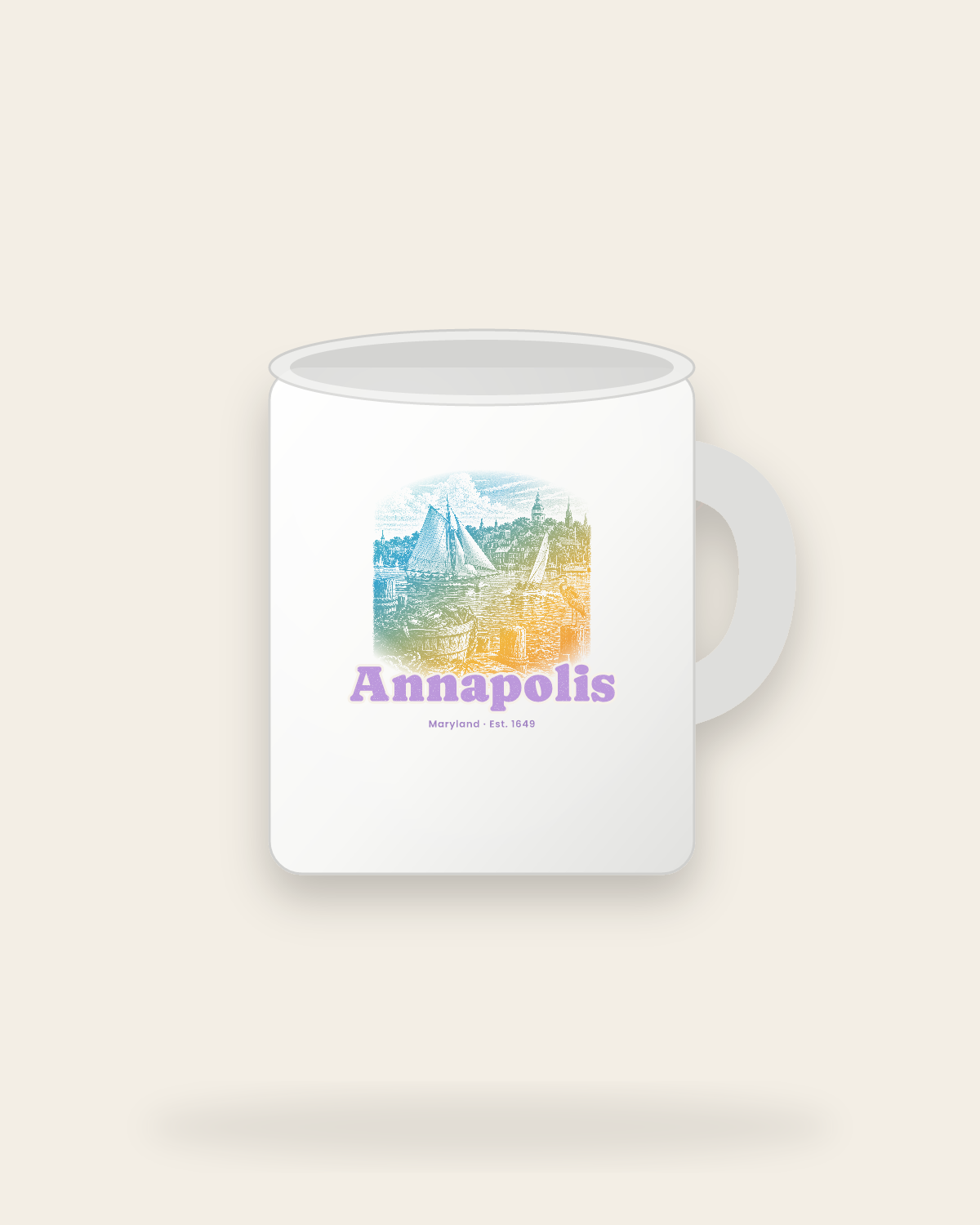 Annapolis Skipjack & State House Ceramic Mug 11oz in White