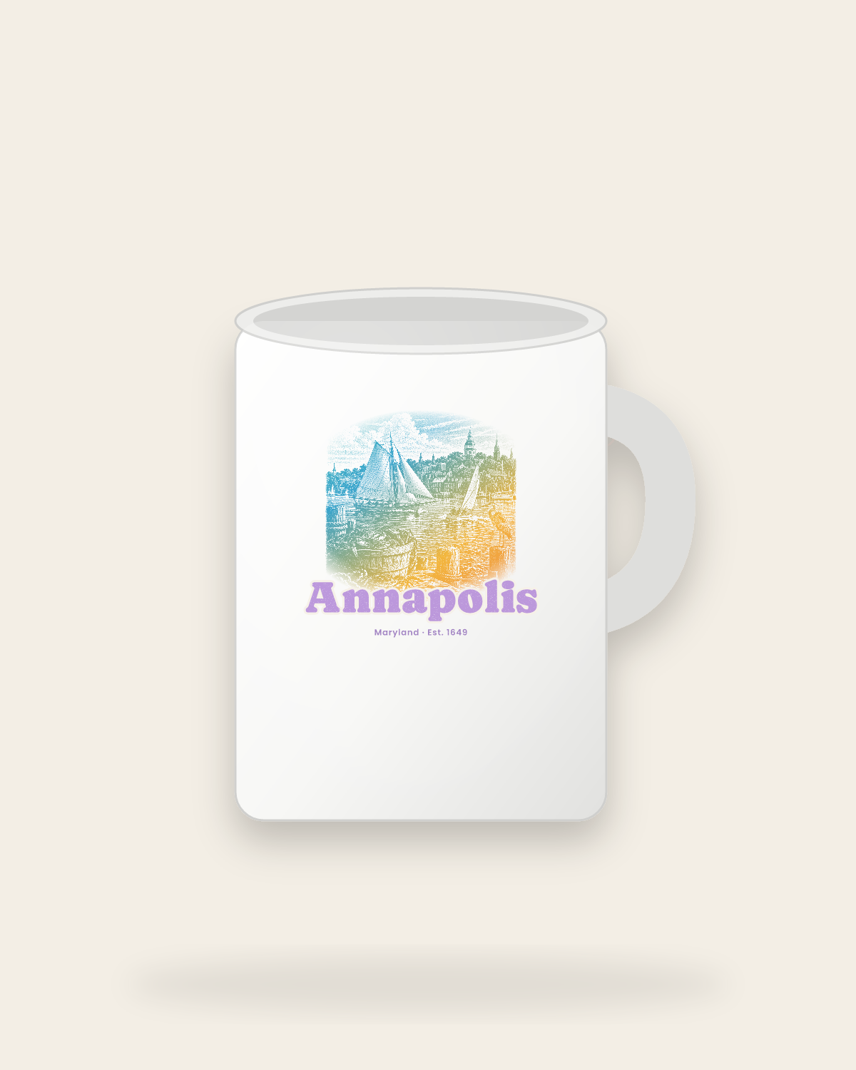 Annapolis Skipjack & State House Ceramic Mug 15oz in White