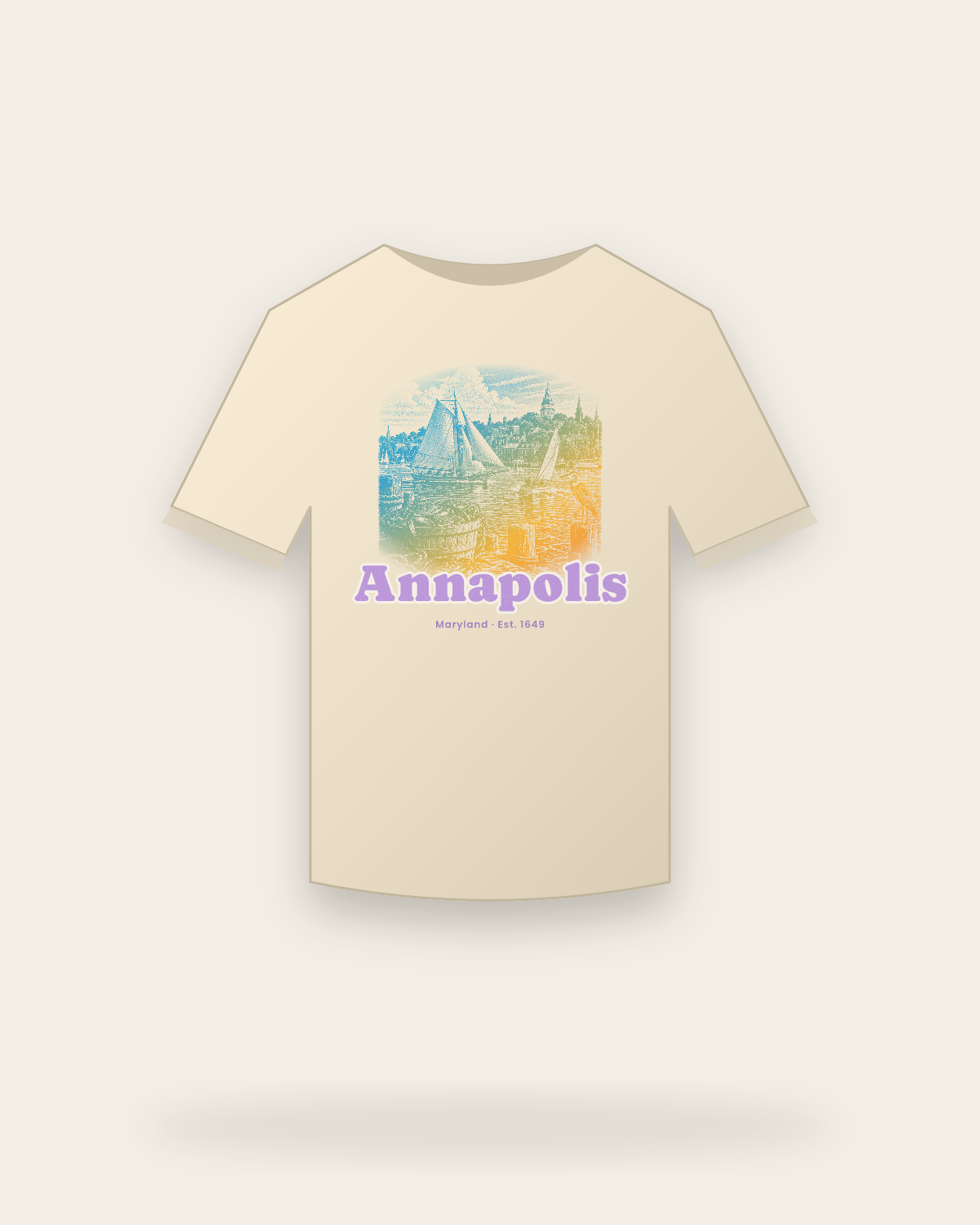 Annapolis Skipjack & State House Organic Cotton Tee in Natural