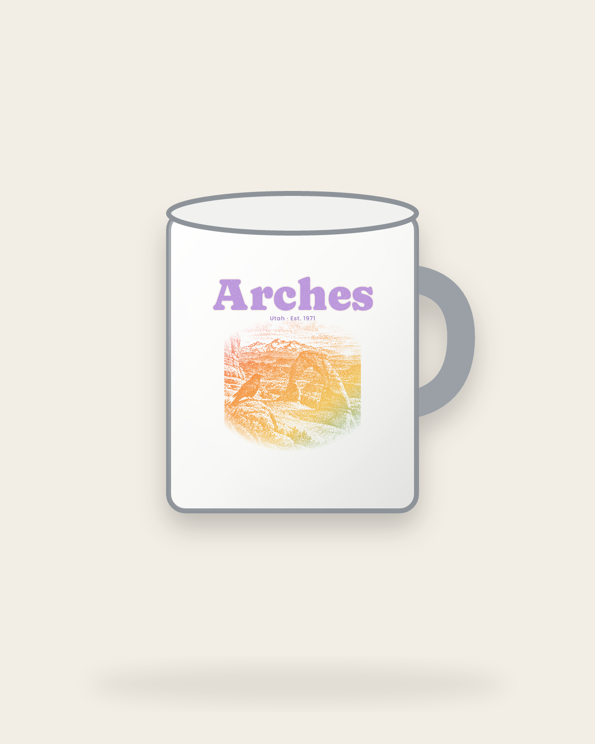 Arches Delicate Arch Enamel Camp Mug in White