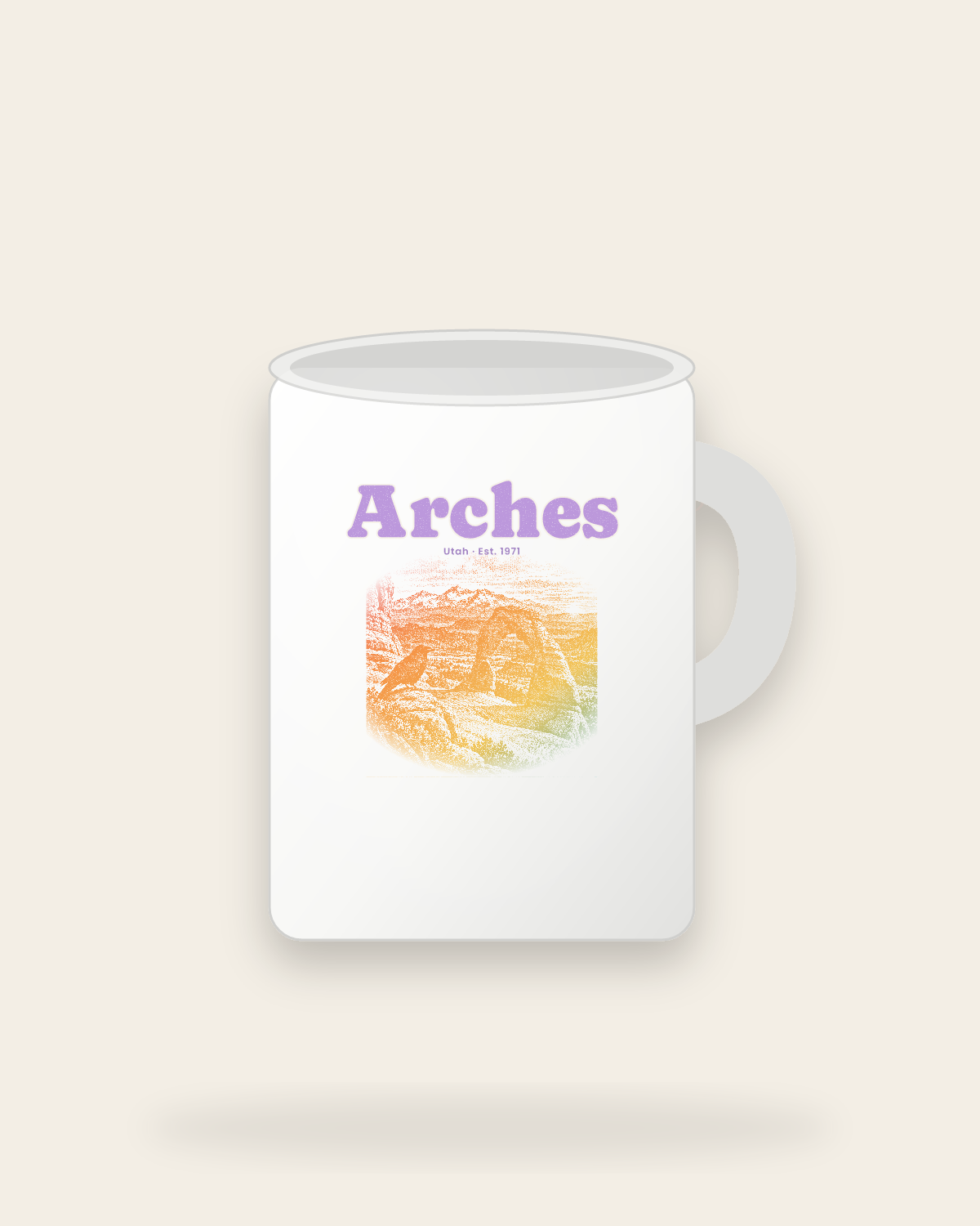 Arches Delicate Arch Ceramic Mug 15oz in White