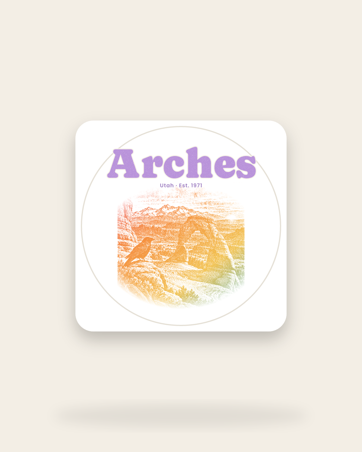 Arches Delicate Arch Kiss-Cut Sticker in White