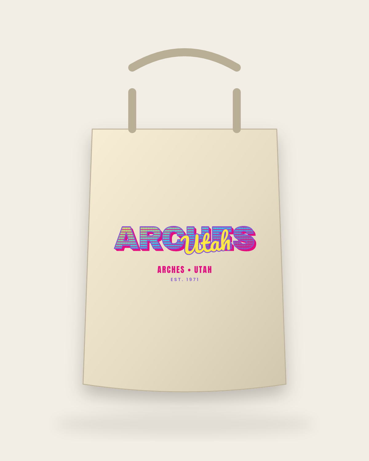 Arches Music TV Canvas Tote in Beige
