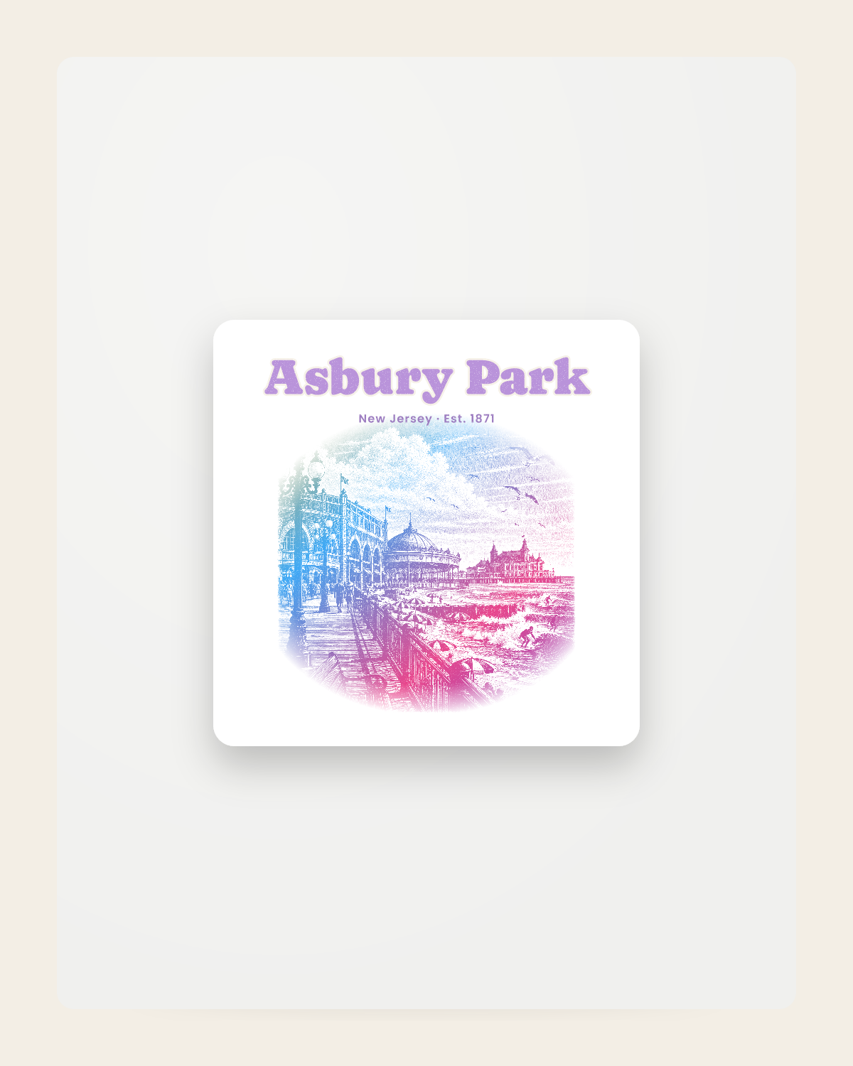 Asbury Park Boardwalk Casino Fridge Magnet in White