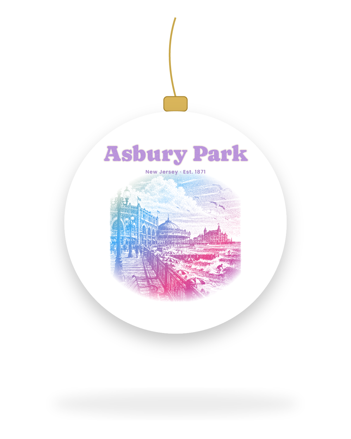 Asbury Park Boardwalk Casino Ceramic Ornament in White