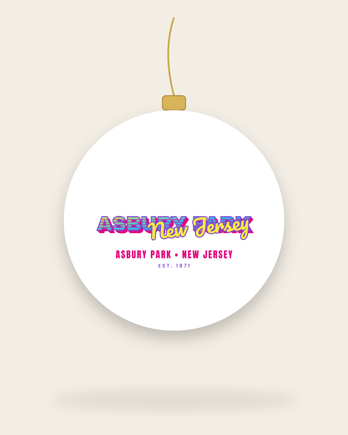 Asbury Park Music TV Ceramic Ornament in White