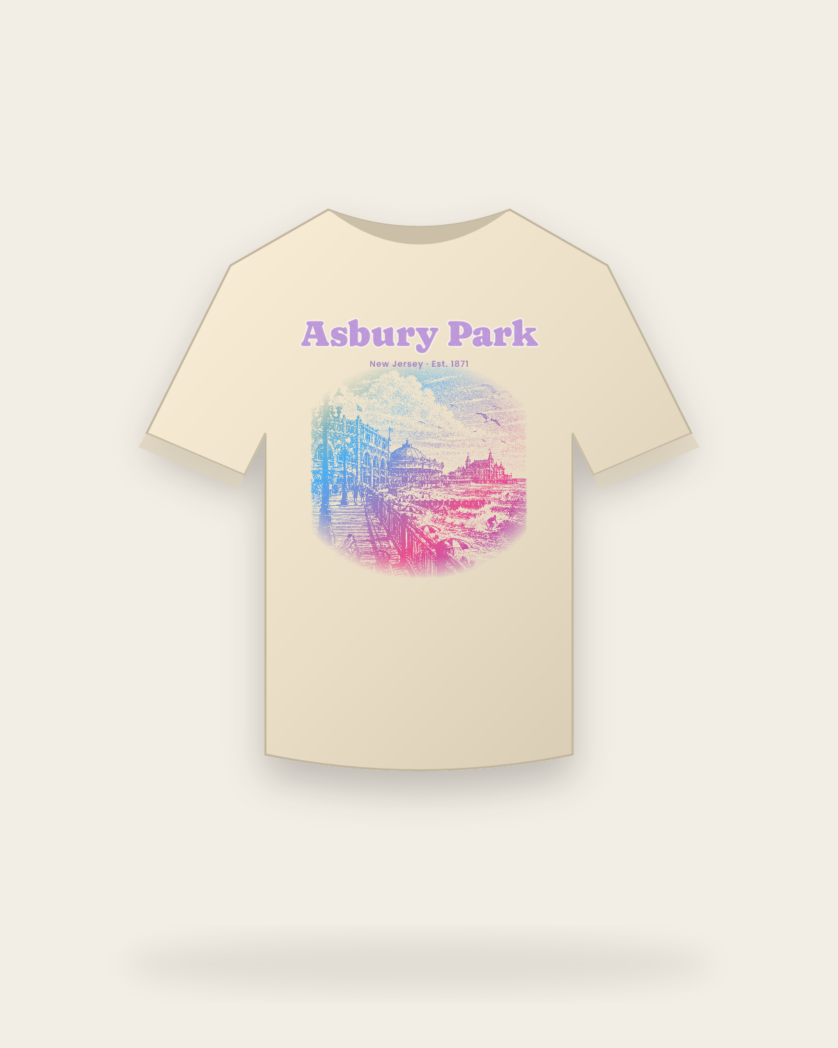 Asbury Park, NJ Boardwalk Casino Classic Tee in Natural