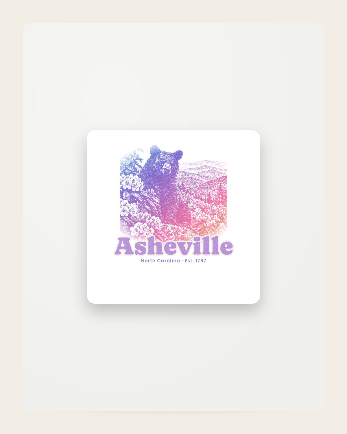 Asheville Black Bear Fridge Magnet in White