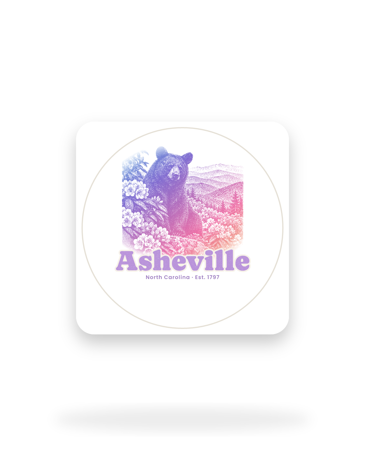 Asheville Black Bear Kiss-Cut Sticker in White