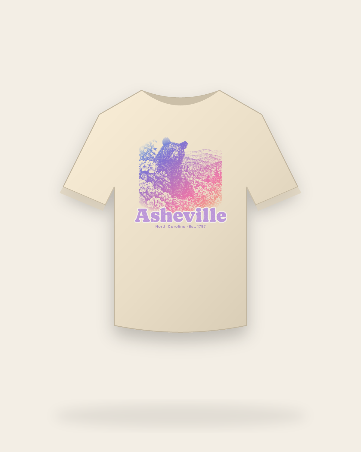 Asheville Black Bear Organic Cotton Tee in Natural