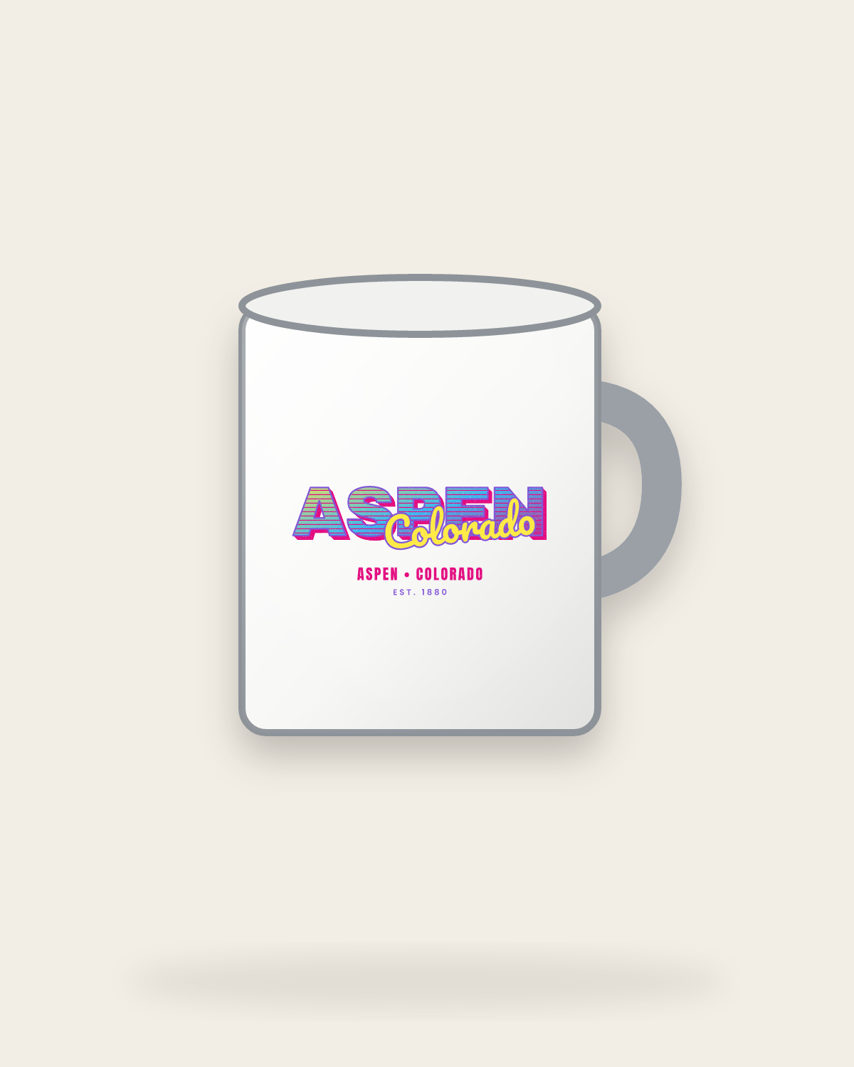Aspen Music TV Enamel Camp Mug in White