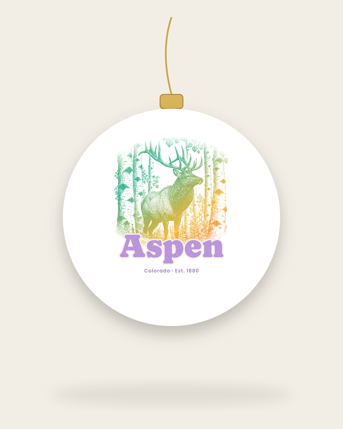 Aspen Elk in the Aspens Ceramic Ornament in White