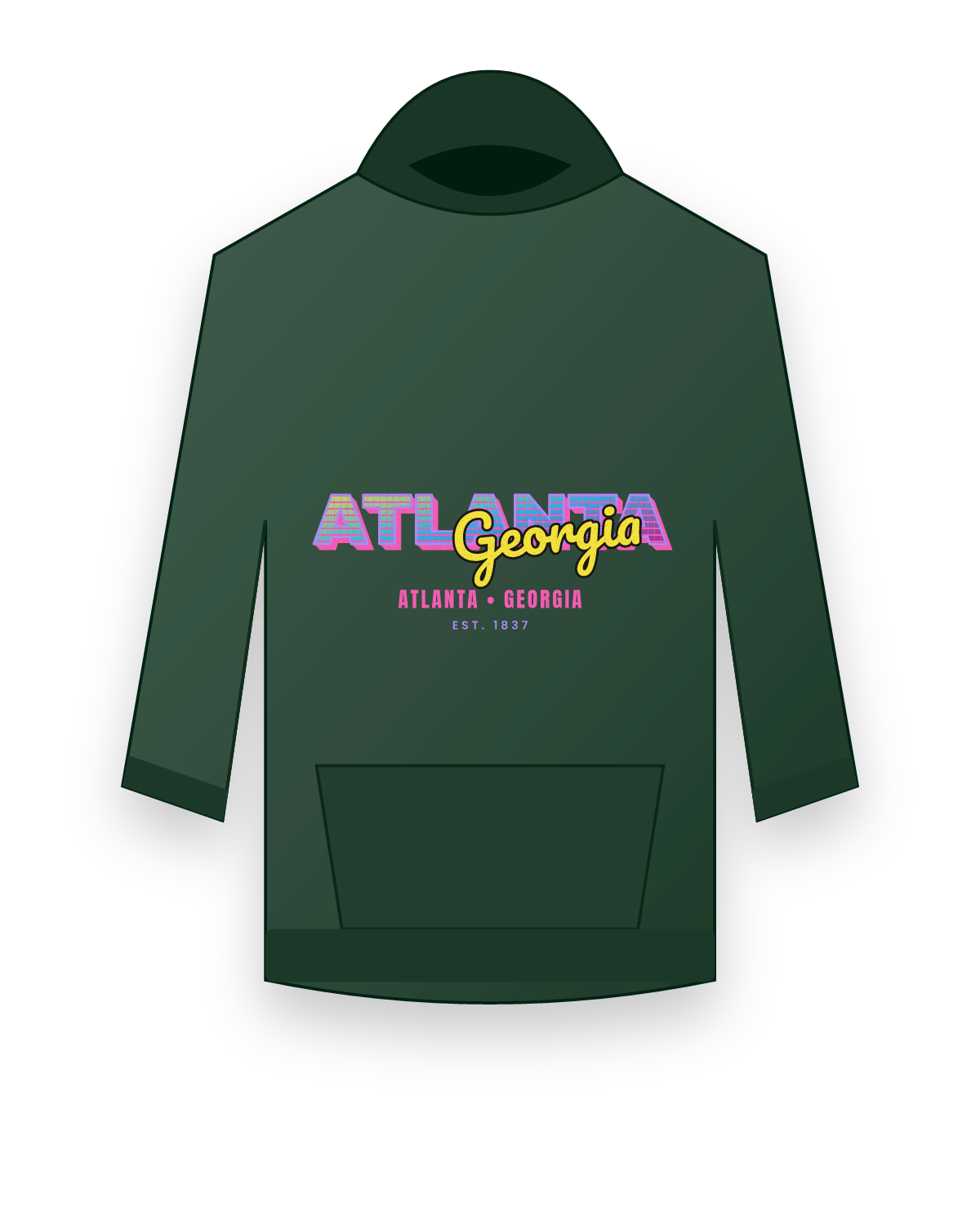 Atlanta Music TV Hooded Sweatshirt in Forest Green