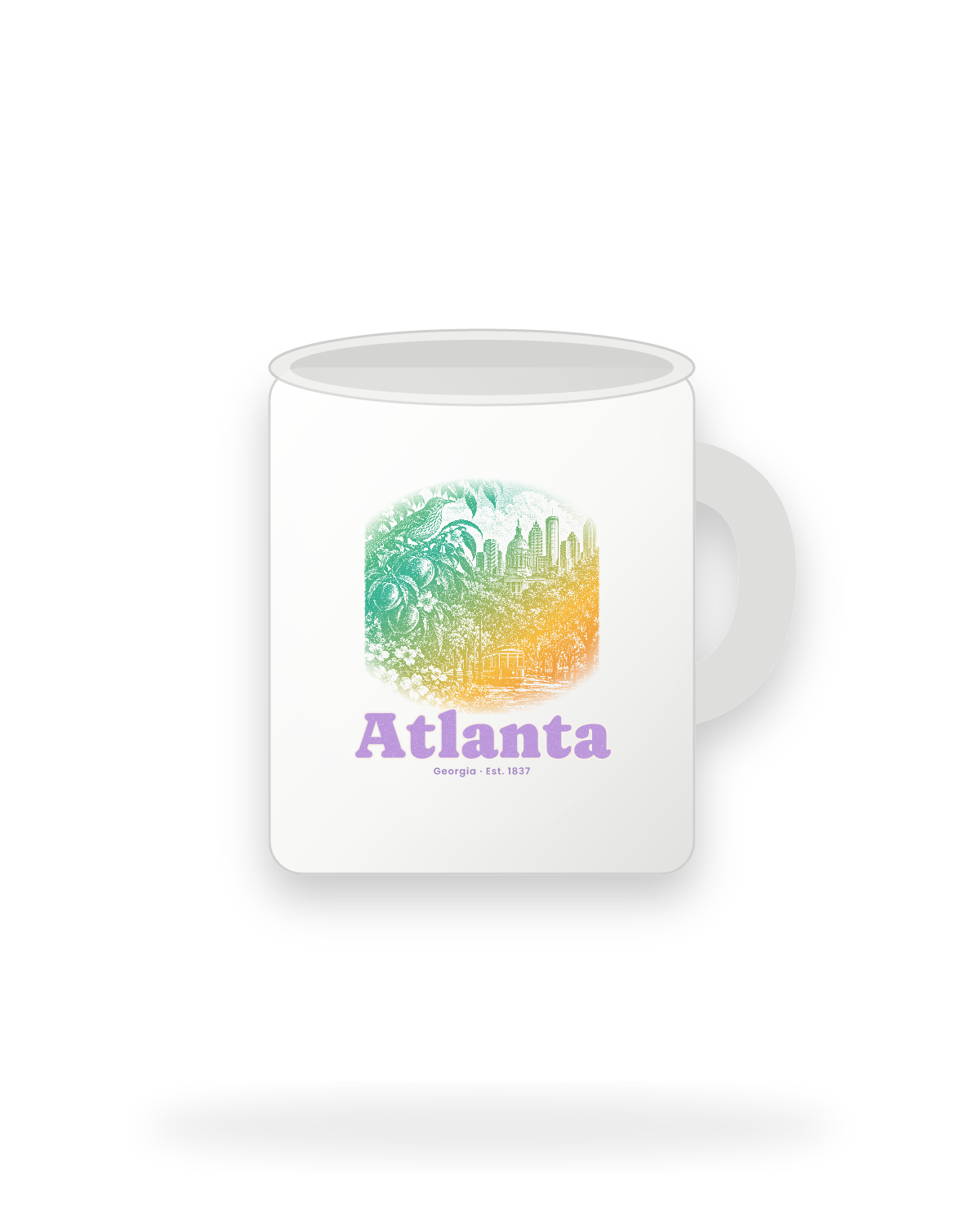 Atlanta Peach & Songbird Ceramic Mug 11oz in White