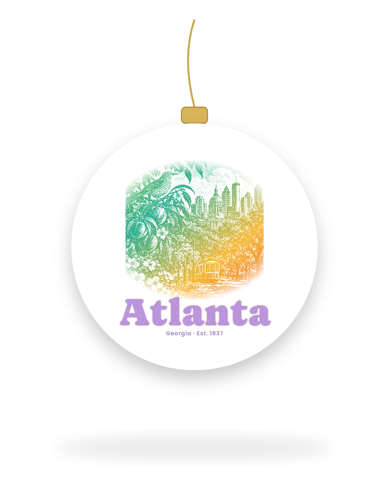 Atlanta Peach & Songbird Ceramic Ornament