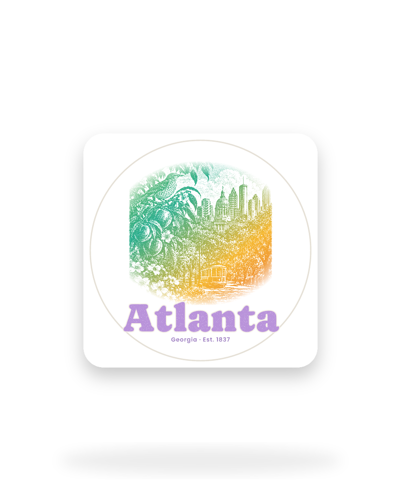 Atlanta Peach & Songbird Kiss-Cut Sticker