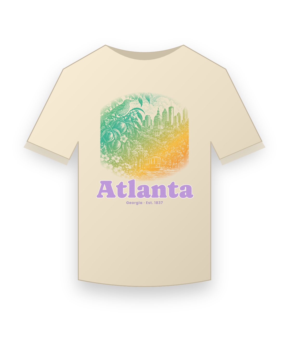 Atlanta, GA Peach & Songbird Classic Tee in Natural