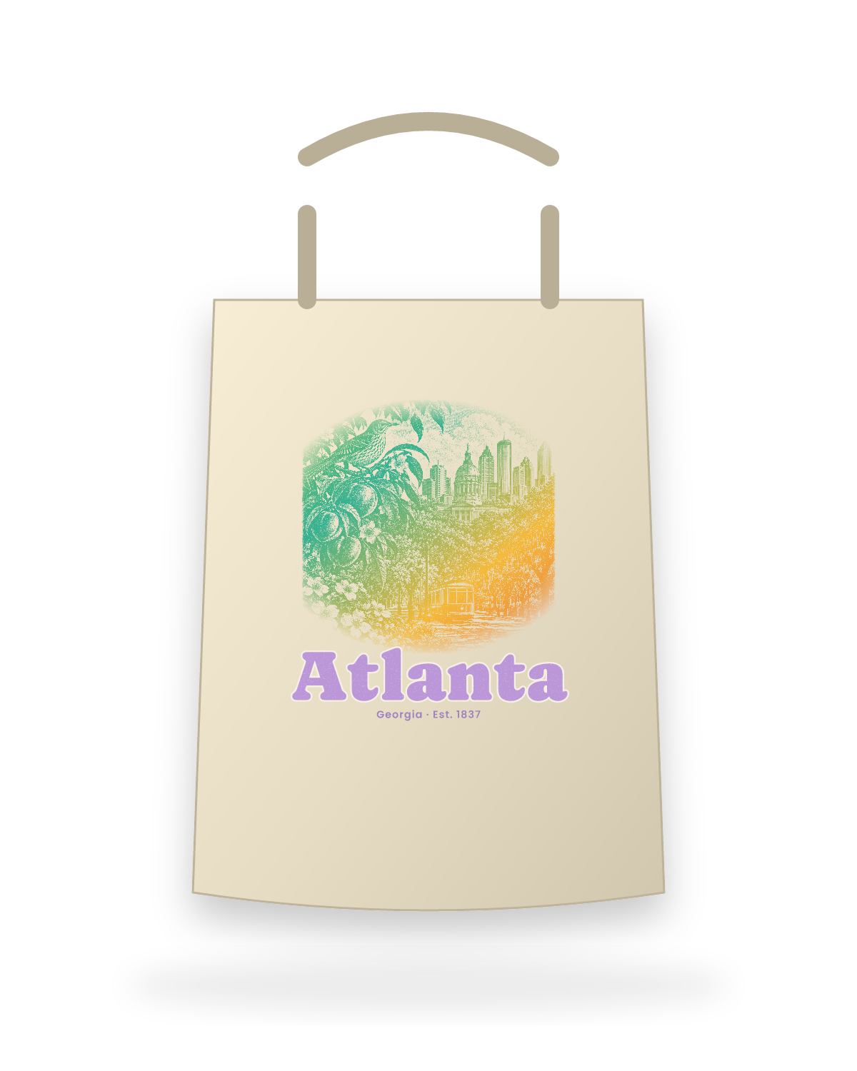 Atlanta Peach & Songbird Canvas Tote in Beige