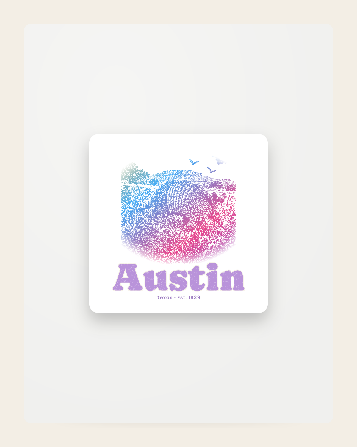Austin Armadillo Fridge Magnet in White
