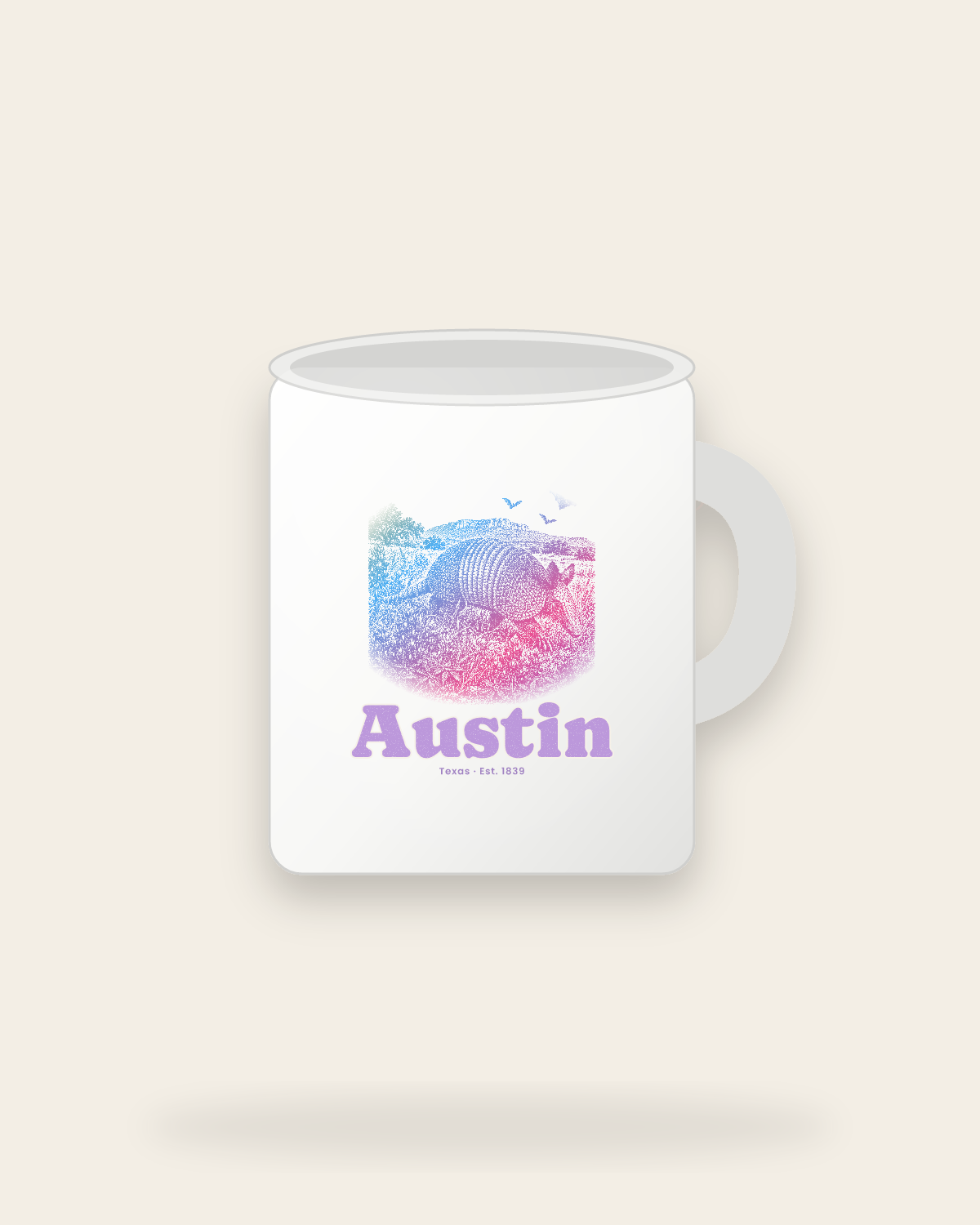Austin Armadillo Ceramic Mug 11oz in White