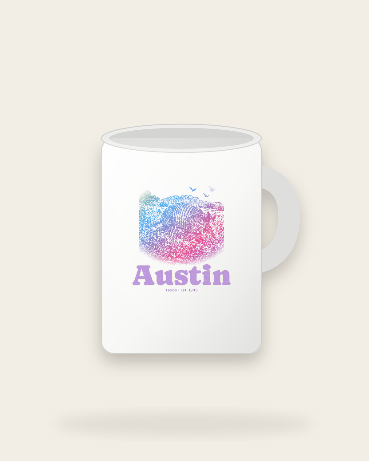 Austin Armadillo Ceramic Mug 15oz in White