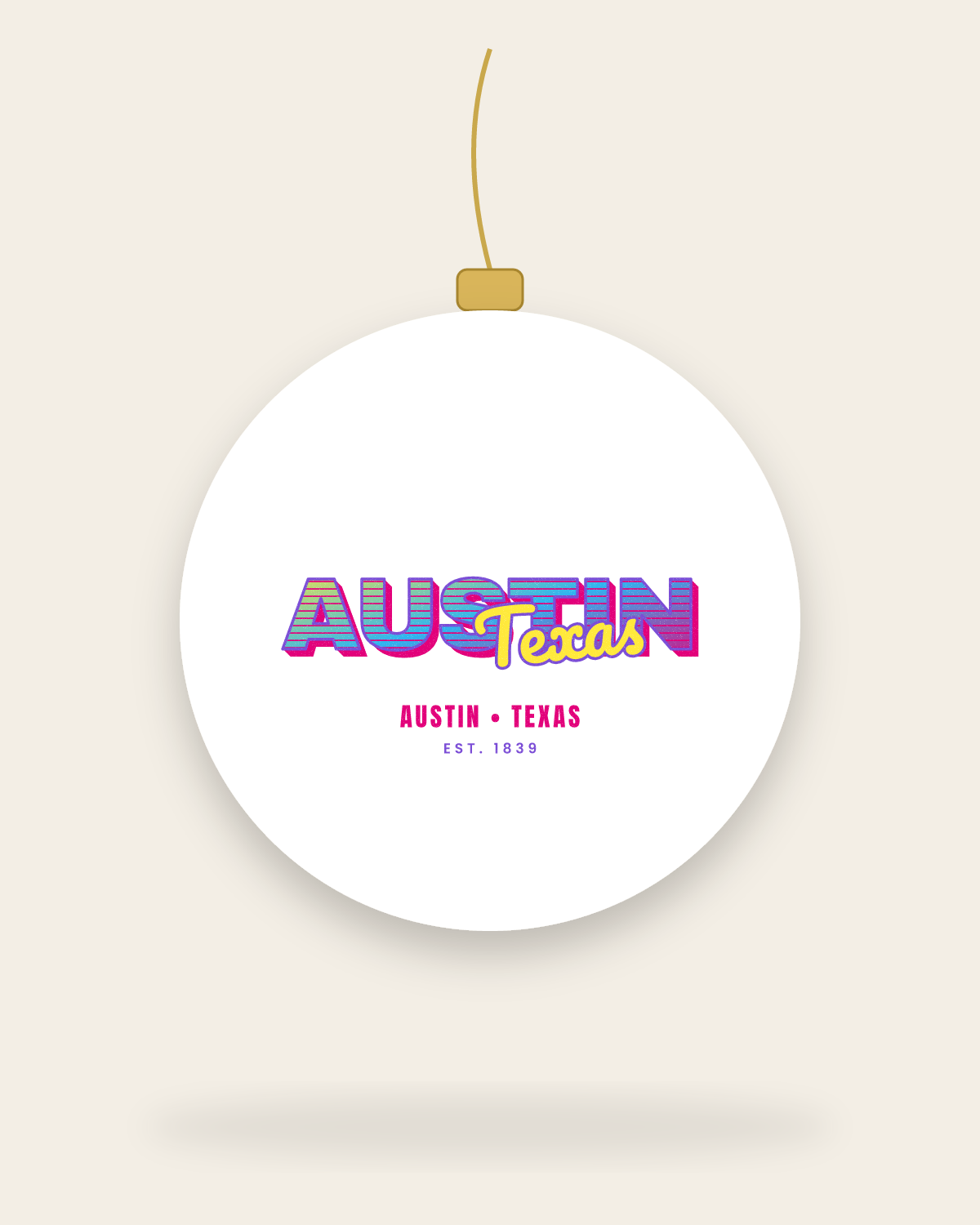 Austin Music TV Ceramic Ornament in White