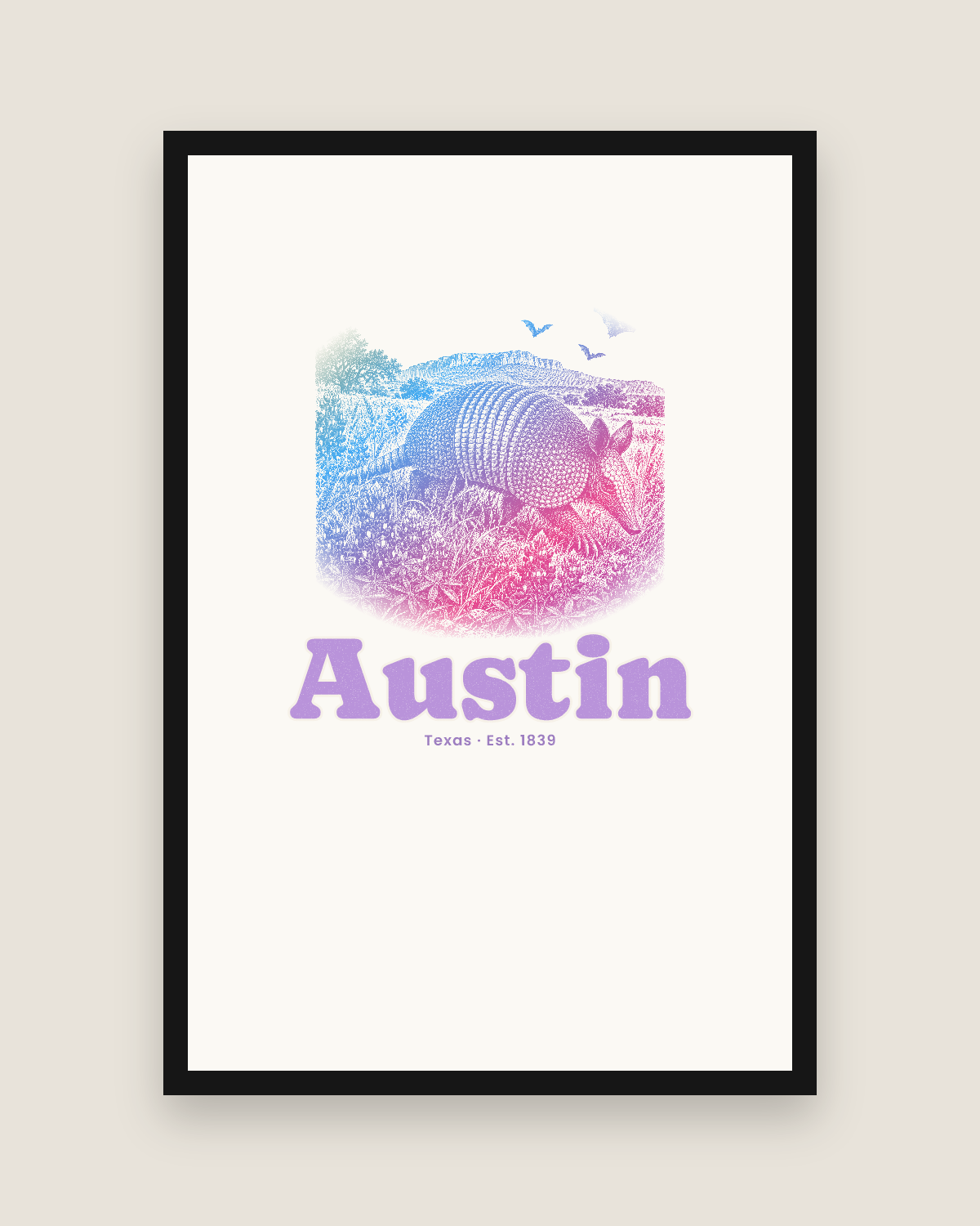 Austin Armadillo Matte Poster in White