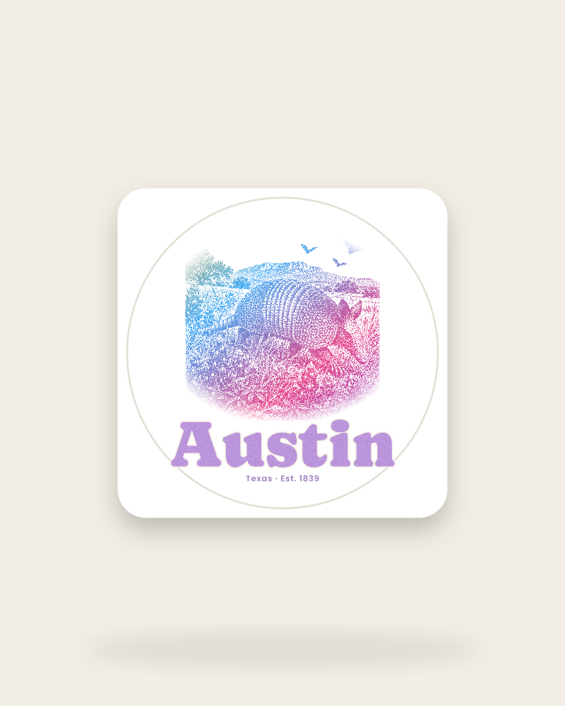 Austin Armadillo Kiss-Cut Sticker